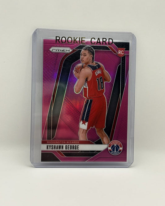 2024-25 Panini Prizm Kyshawn George #257 Pink Prizm /249 (RC) Rookie Card